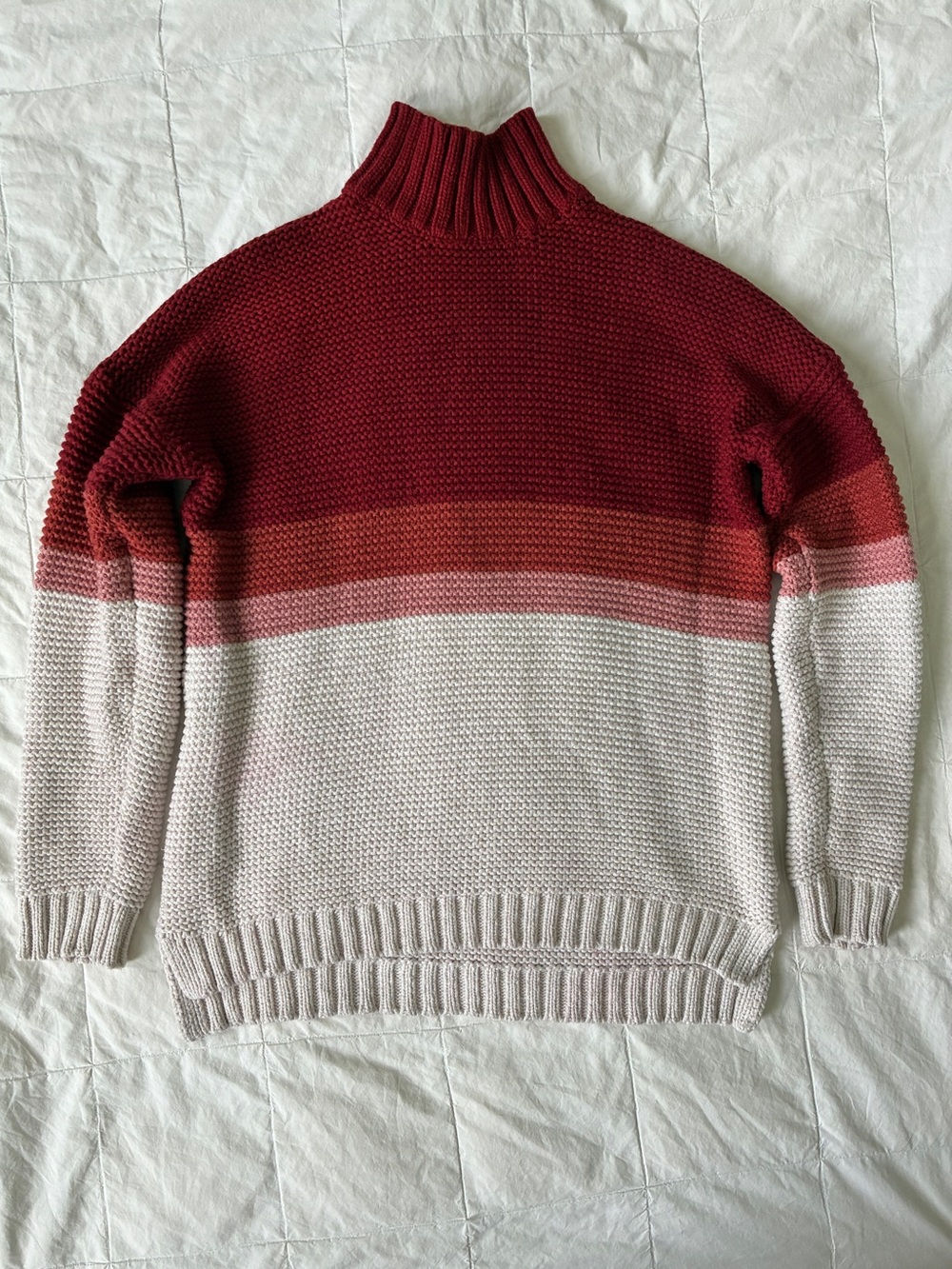 Marine Layer Colorblock Turtleneck Sweater Red Pink Cream Size S - Picture 2 of 5
